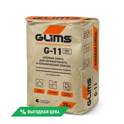 GLIMS G-11 Плиточный клей для керамической плитки - 25кг – ТСК Дипломат